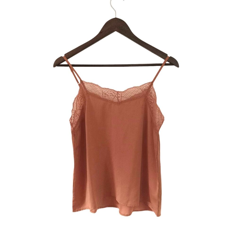 NWOT Active USA Silky Lace Trim Camisole Size Small Burnt Orange